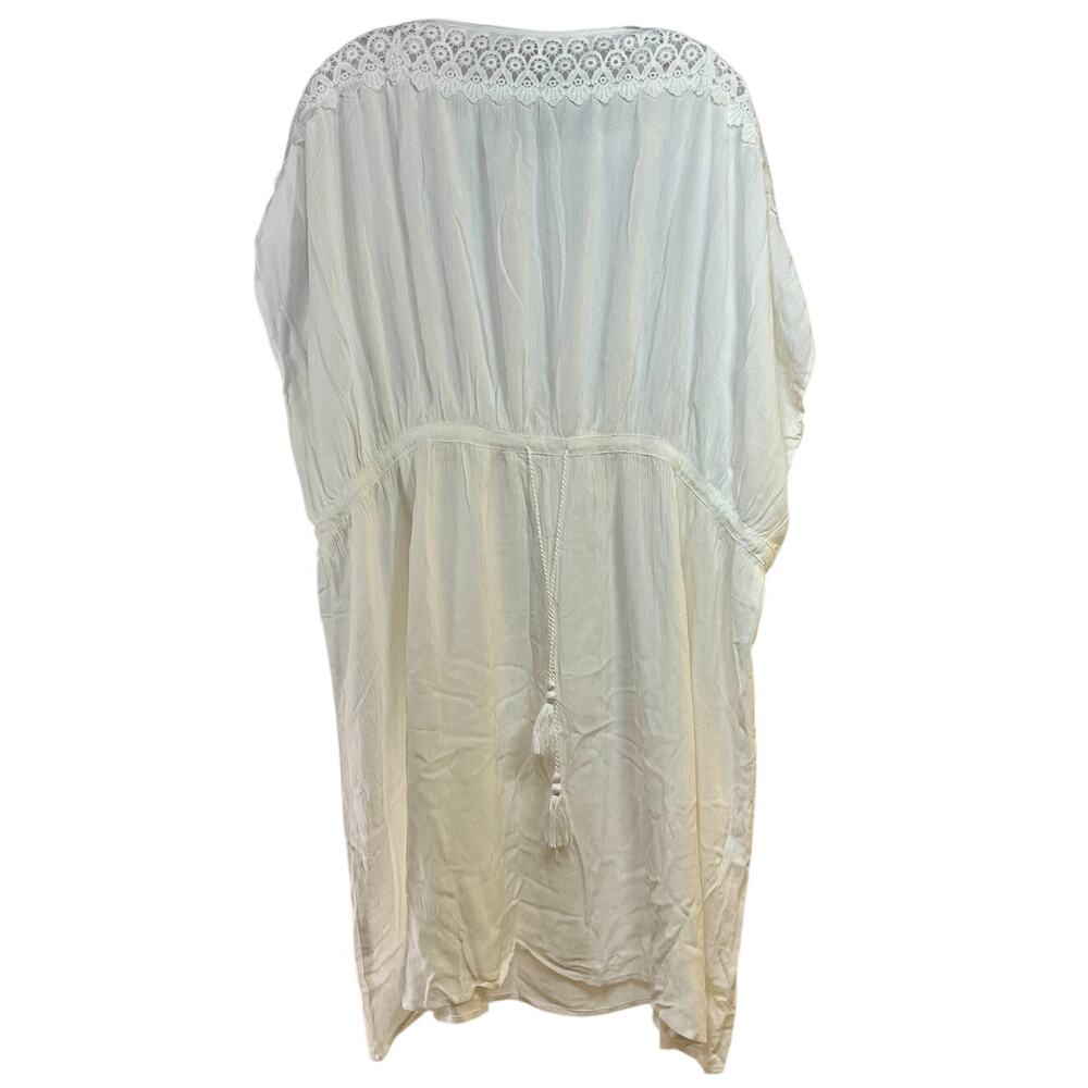 Soyacraft White Shift Dress Womens Plus XXL Tassel Belt Lace Crepe Viscose Knee